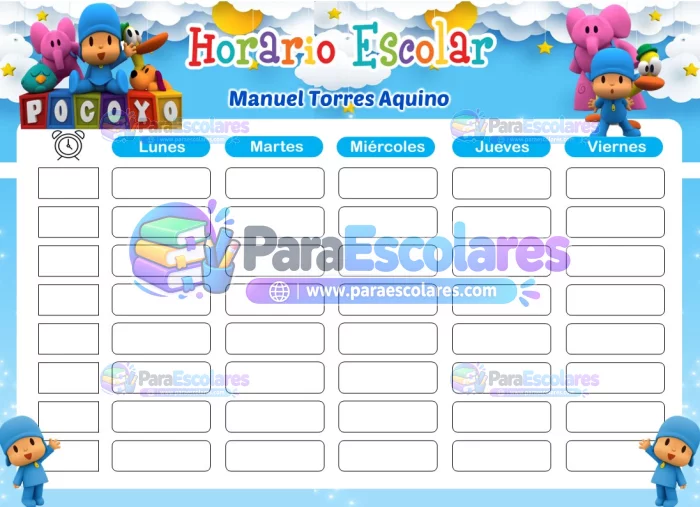 Pocoyo Horario Escolar